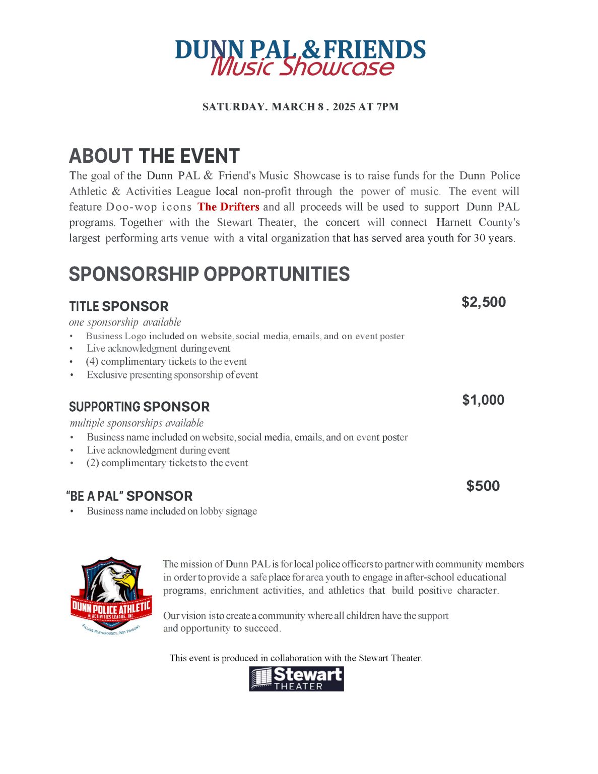 PAL and Friends Talent Showcase – Dunn Police Athletic & Activities League