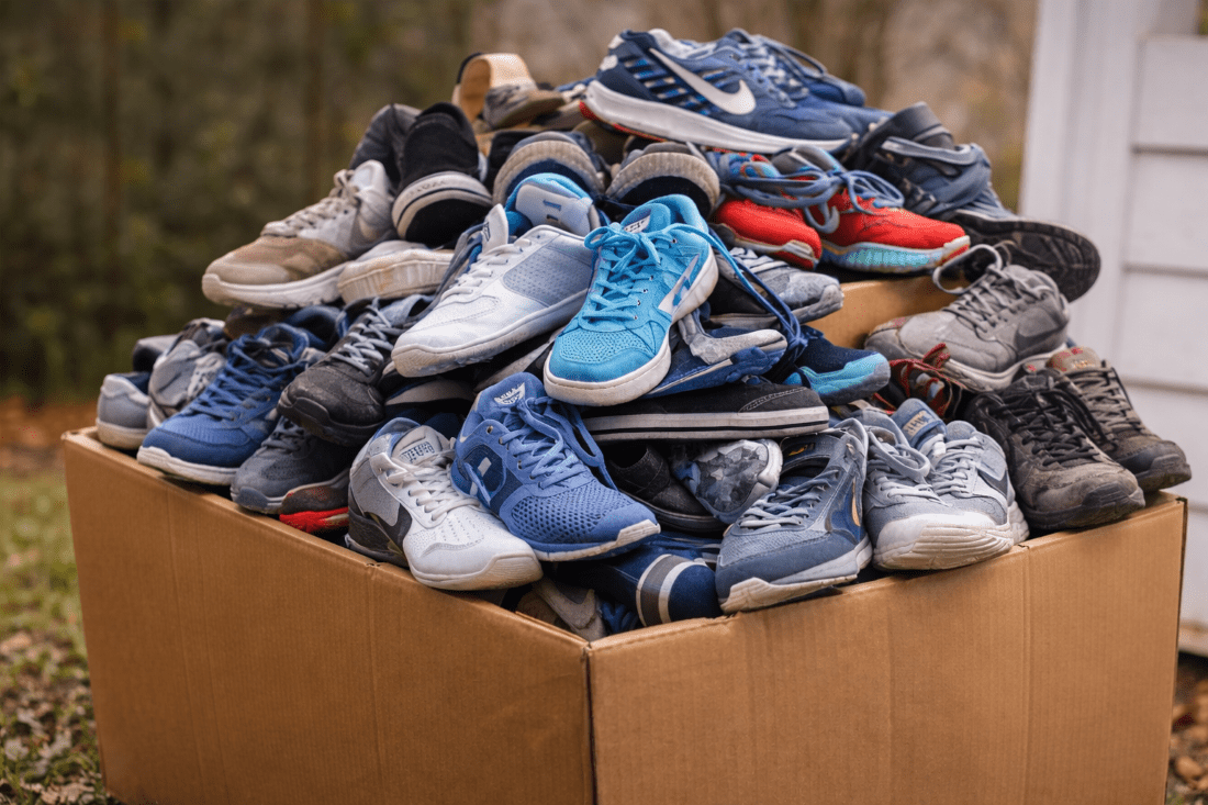 Used shoes ready for donation